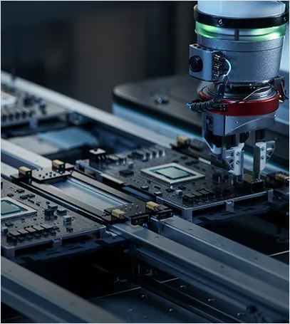 Manufacturing plant floor with automated production equipment served by compressed air